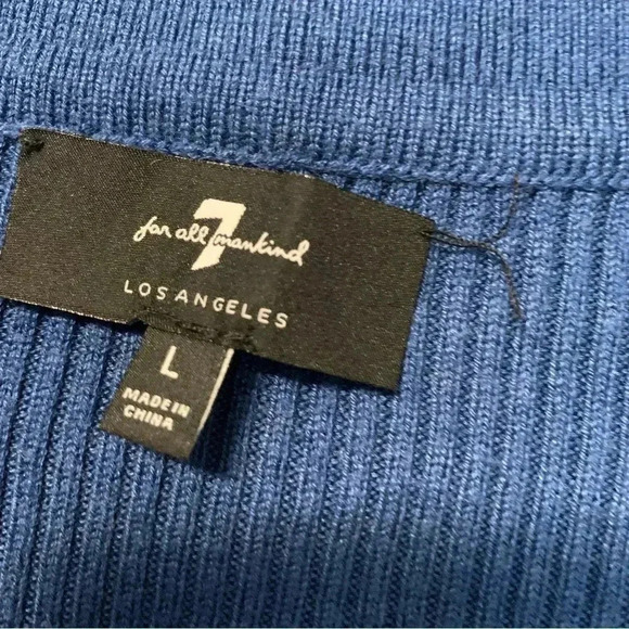 7 For  All Mankind color block ribbed striped cropped polo sweater - Picture 2 of 5